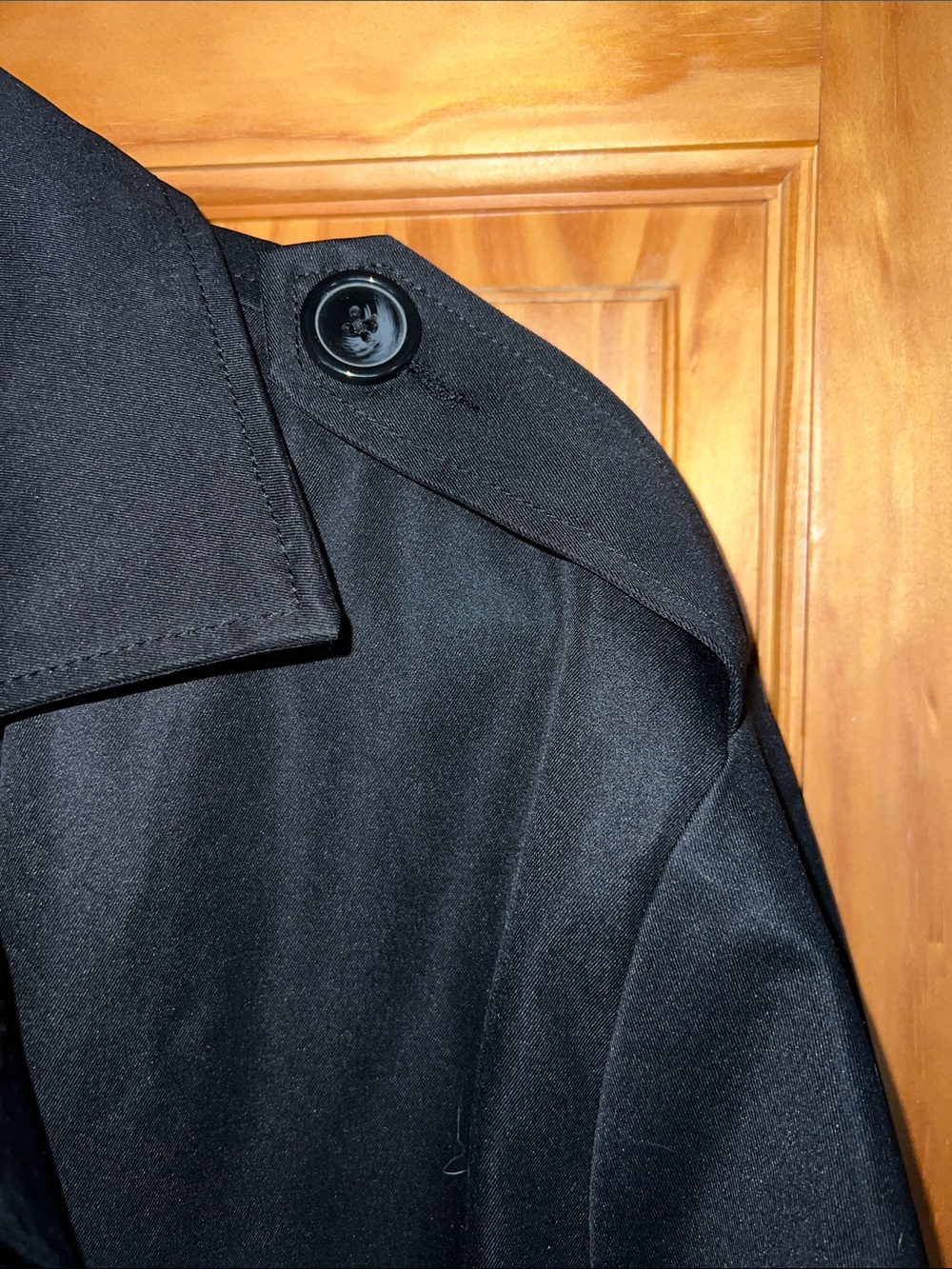 Jou Jou Black Double-Breasted Belted Trench with Epaulets [Size L] - Picture 11 of 16